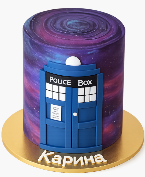 Фиолетовый торт с Тардисом Фото