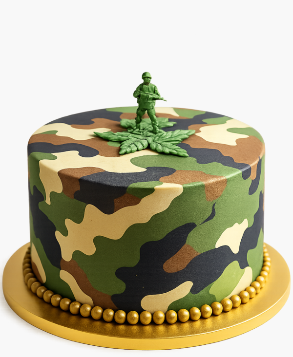 Минималистичный торт с зеленой фигуркой Фото