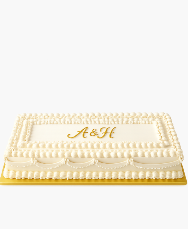 Прямоугольный кремовый торт на свадьбу Фото