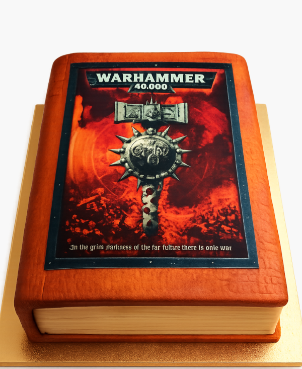 Прямоугольный торт-книга по игре Вархаммер Фото