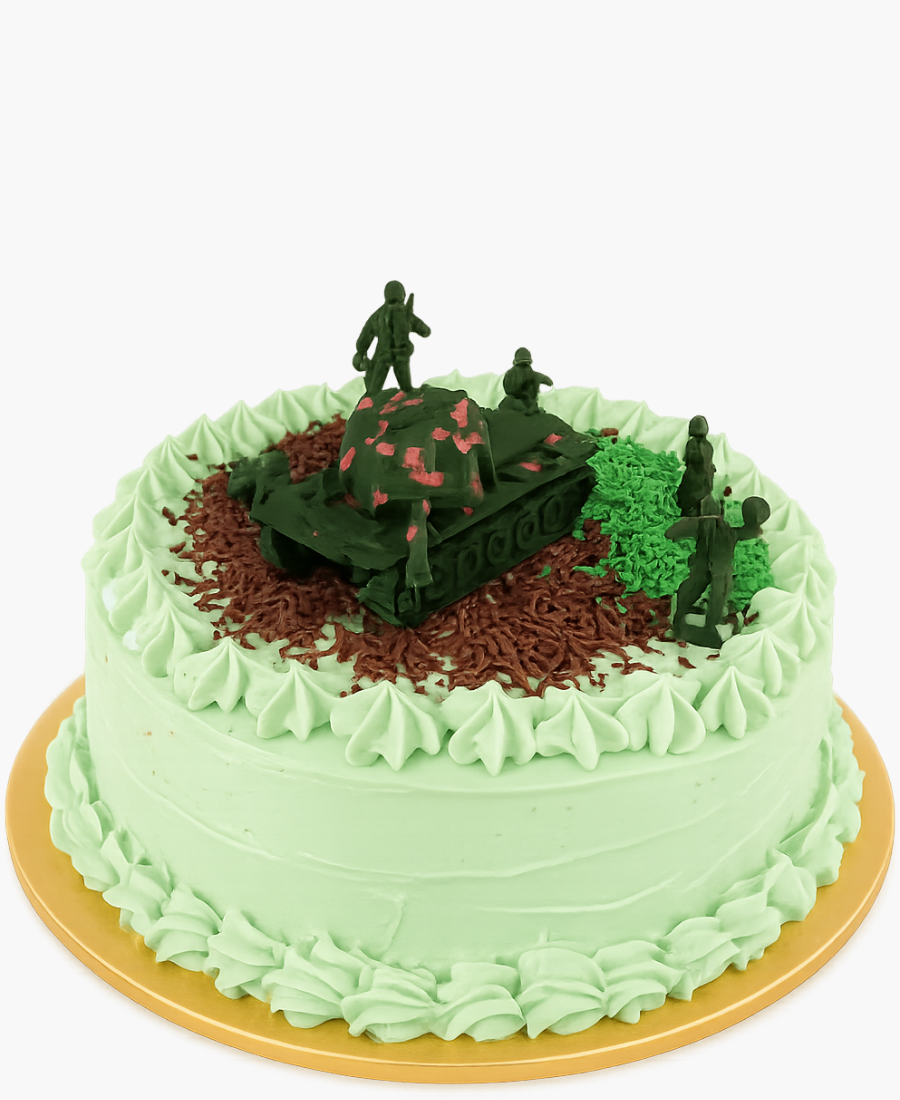 Салатовый кремовый торт с фигурками Фото