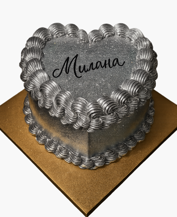 Серебряный торт с блестками Фото