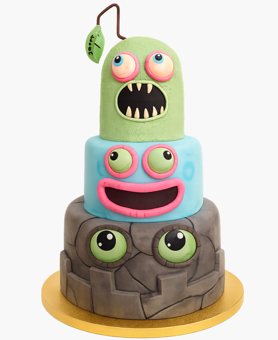 Торт Мои поющие монстры в три яруса Фото