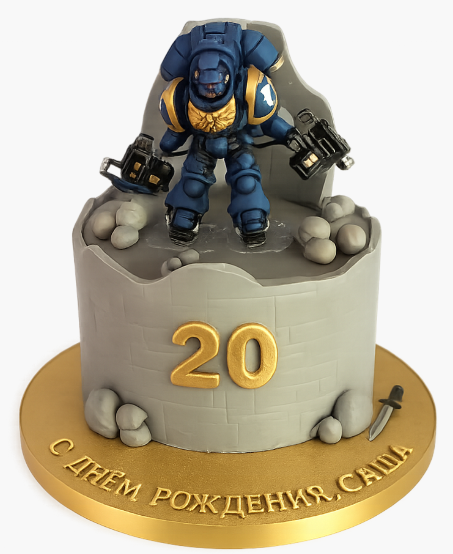 Торт на день рождения с фигуркой по игре Вархаммер Фото