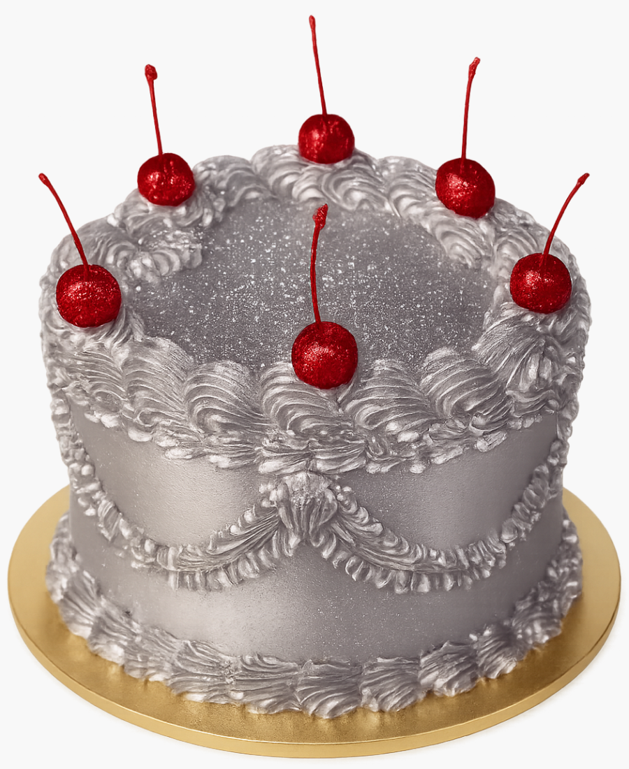 Торт с коктейльной вишней и блестками Фото