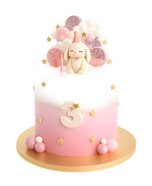 Торт с леденцами и зайцем Фото