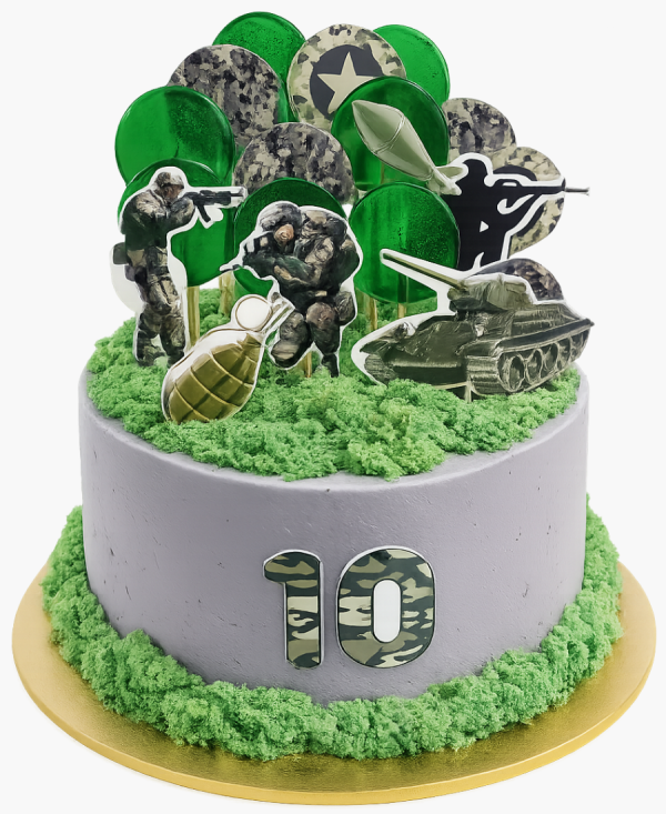 Торт с мхом и леденцами на 10 лет Фото