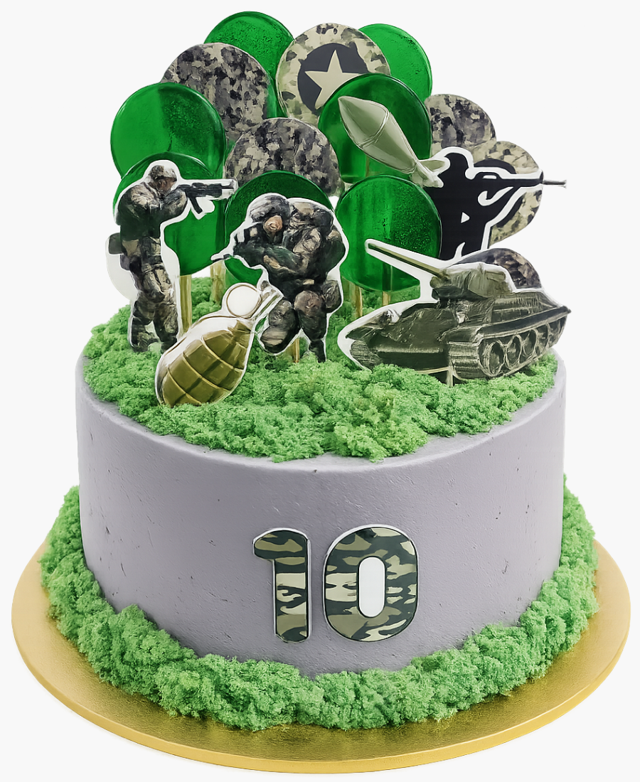 Торт с мхом и леденцами на 10 лет Фото