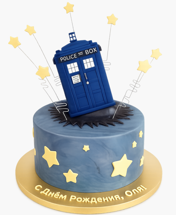 Торт с звездами и полицейской будкой Фото