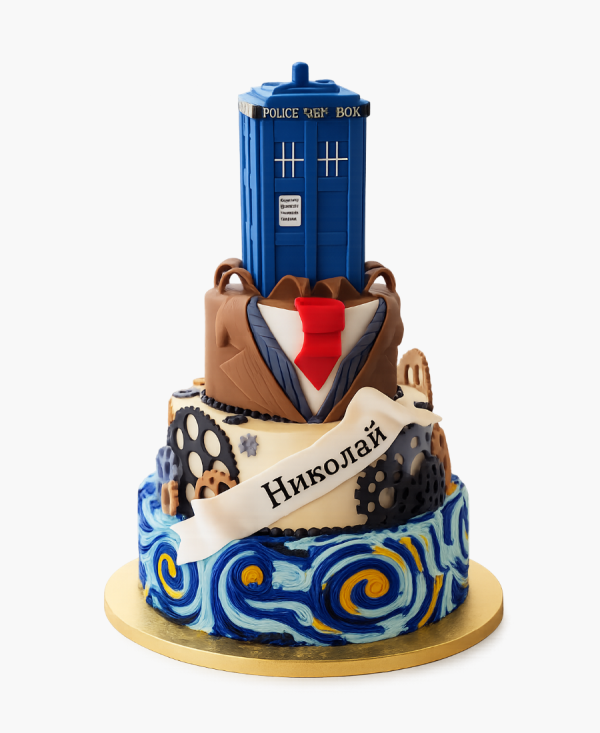 Трехъярусный торт по сериалу Доктор кто Фото