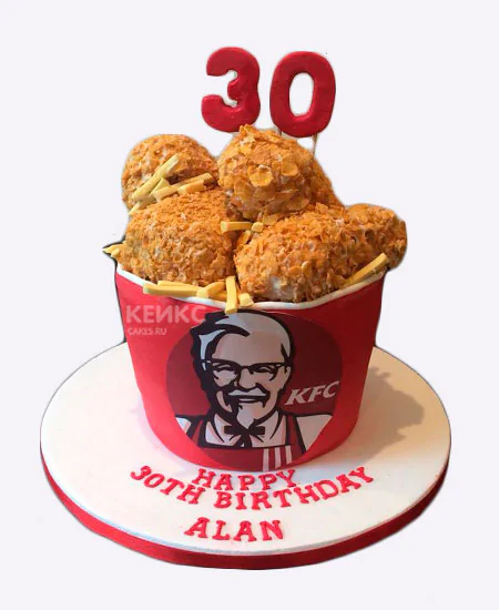 Торт в виде ведерка из KFC с цифрами Фото