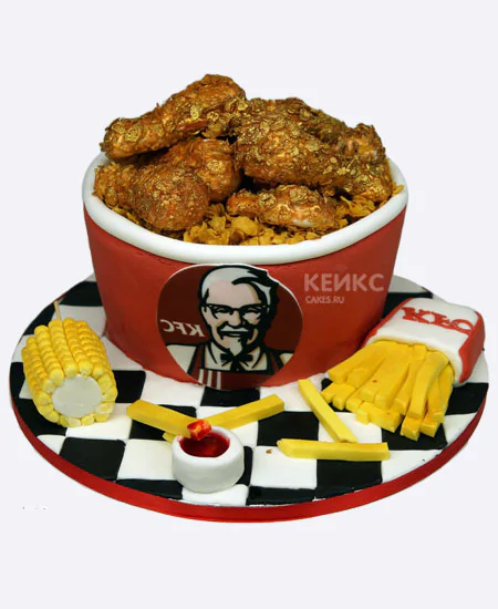 Торт в виде баскета из KFC с картошкой фри Фото