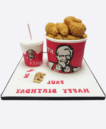 Торт в виде напитка и ведерка KFC Фото