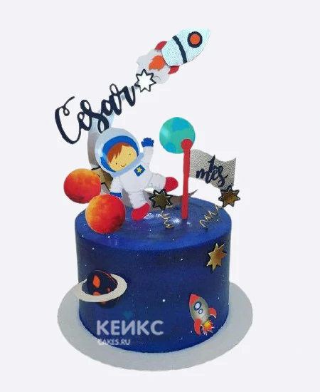 Торт мальчику на 7 лет с космонавтом Фото